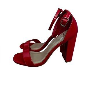 HEART IN D Block-Heel Dress Sandals Red Faux Patent Leather Women’s Size 8